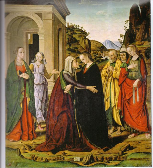 Giovanni Santi. Visitation c1488-1490, Sta Maria Nuova, Fano. Thanks to the Ministero per i Beni e le Attivita Culturali.